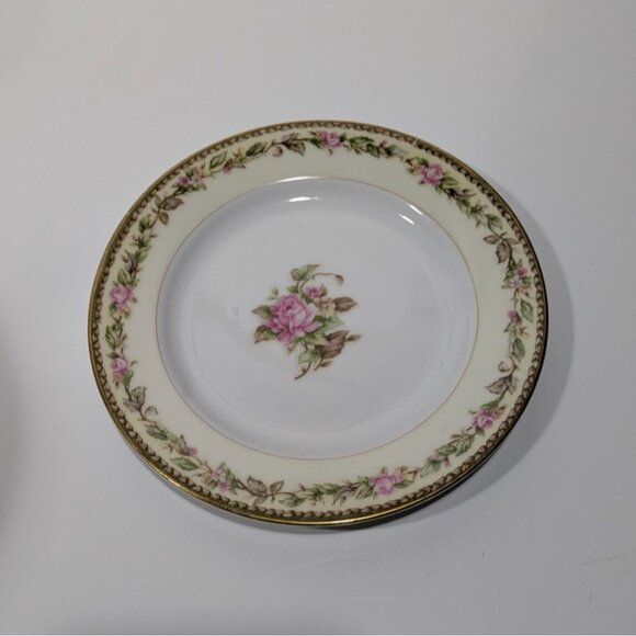 Jyoto China Plate Pink Rose Gold Trim Occupied Japan Porcelain Vintage - Picture 1 of 4